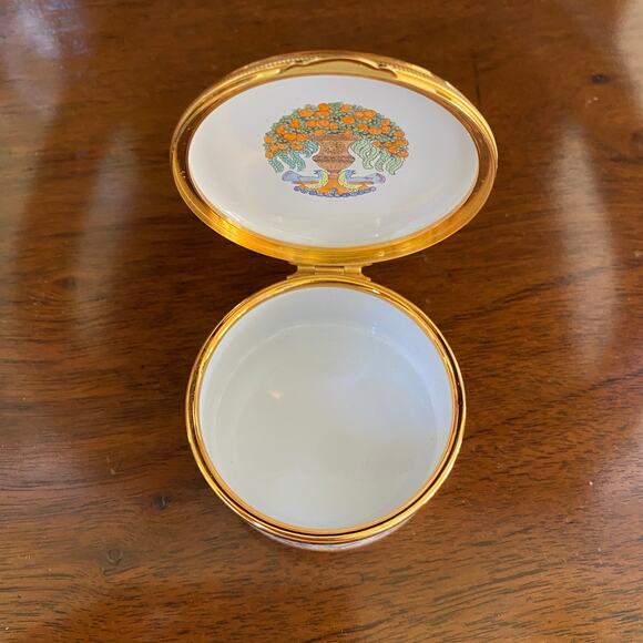 Staffordshire Enamels England God's Garden Floral Trinket Pill Box Vintage - Picture 2 of 14